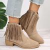 Designer Women Shoes Retro Tassel Women's Boots Classic Pointed Toe Chelsea Boots Comfortable Mid-heeled Platform Boots