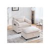 Fauteuil Moderne - MUVOE - Velours Beige - Repose-pieds - Poche Latérale - Design Contemporain