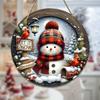 7.9" Christmas Wreath Centerpiece Decoration - Acrylic  Round Holiday Wall Door Hanging Ornament Snowman Christmas Home Decor