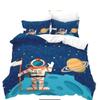 Cartoon Astronaut Duvet Cover King For Boys Girl Galaxy Space Bedding Set Microfiber Rocket Ship Space Adventure Comforter Cover