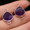 1Pc, Energy Natural Stone Amethyst Connector, Reiki Healing Purple Crystal Pendant Charms Heart Connectors for Jewelry Making DIY Necklace Accessories