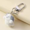 Kawaii 3D Flocking Puppy Keychain Cartoon Little Dog Plush Keyring Car Key Holder Bag Pendant Earphone Decoration Couple Gifts