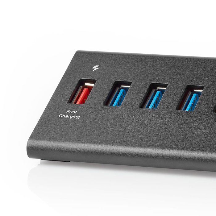 Hub USB 3.0 - Nedis - 8 Ports - Charge QC 3.0 - Noir - Hub Externe