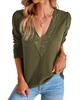 Green Lace Patchwork V Neck Waffle Knit Top