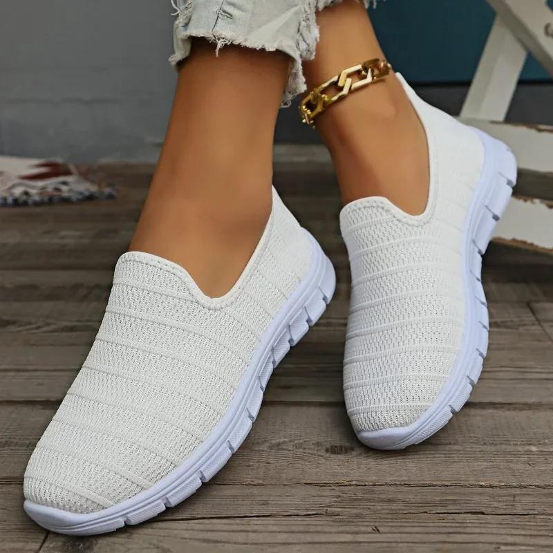Women's Spring New Style Fashion Mesh Non-slip Thick Sole Women's Loafers Daily Leisure Outdoor Walking Ladies Sports Shoes