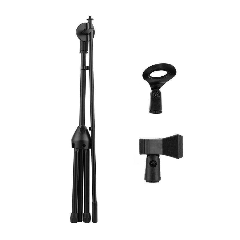 Microphone Tripod Stand Boom Floor Model Adjustable Height Light Weight Heavy Duty Collapsible for