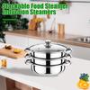 Stainless Steel 3 Tier Steamer Pot Set with Lid Food Steamer Stackable Food Steamer Space Saving Visual Lid Handle Design Multipurpose Cooking Pot
