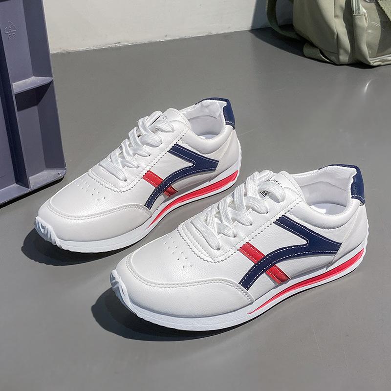 Fashion 2024Women's Sneakers Light PU Leather Casual Shoes Comfort Sport Running Shoes for Women Lace Up Vulcanized Shoes Zapatos Mujer