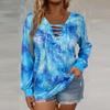Women's Fashionable Loose-Fit Plus-Size Tie-Dye Printed Long-Sleeve T-Shirt