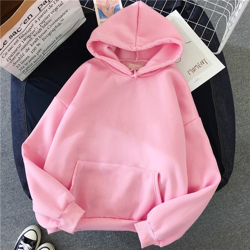 Women's Fashion Casual Solid Color Hooded Sweatshirt Loose Sports Tops Pullover