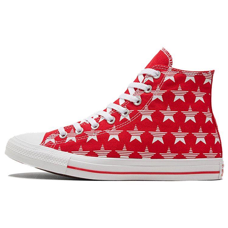 Converse Chuck Taylor All Star Canvas Full Print Stars High Top Skate Shoes Unisex Sneakers White Red 168807C