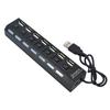 Hub USB 7 Ports - AIHONTAI - 2.0 - Noir - Adaptateur D'alimentation - Accessoires Ordinateur Portable
