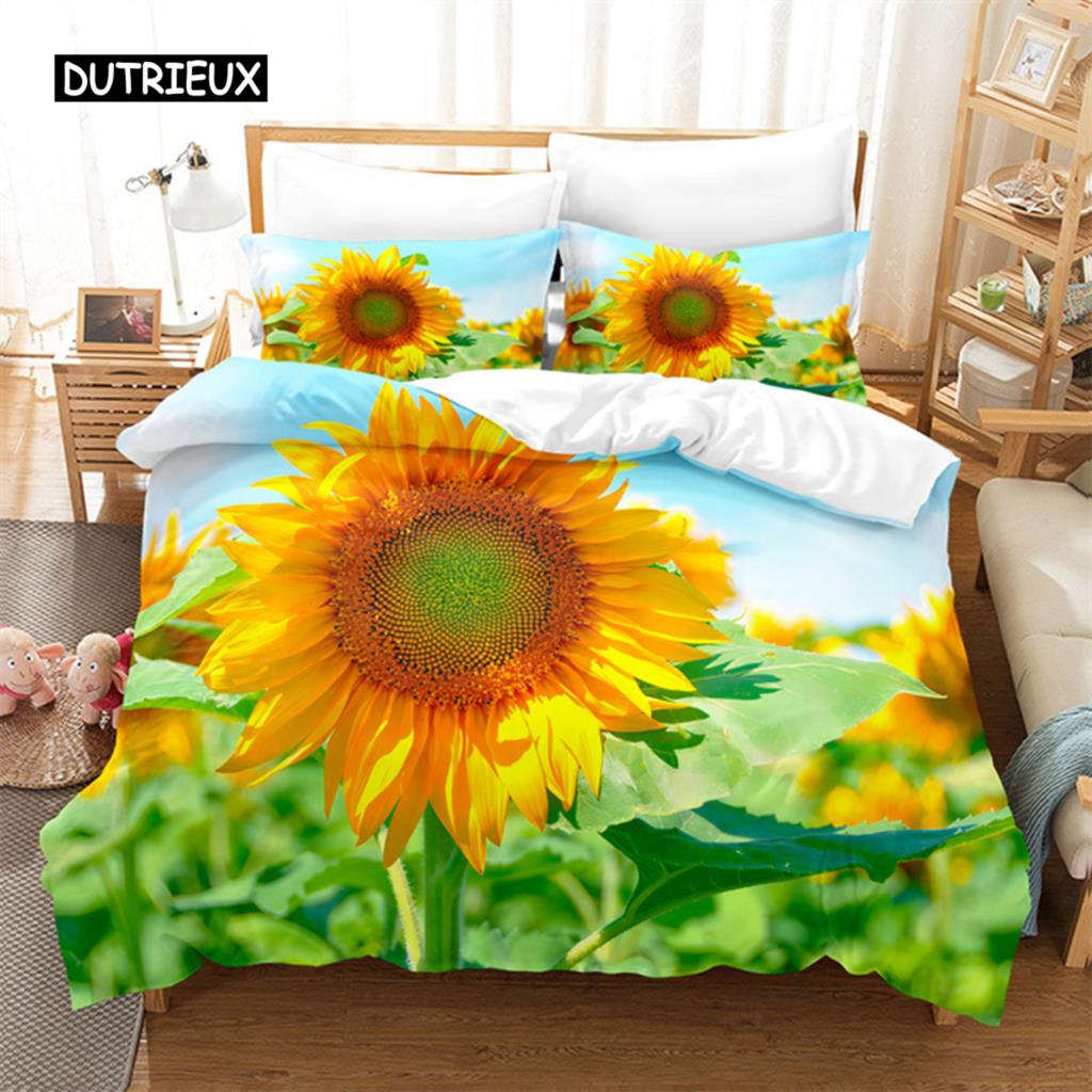 Sunflower Queen Bedding Set Duvet Cover Set Bedding Digital Printing Bed Linen King Size Duvet Cover Set Bedding Set