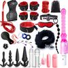 SM Bondage Equipment Standard Anal Adult SM Bondage Secret Storage Bag Included Goods, Restraints, 24-piece Set, [red, X, Black, 10-piece Set], Plug,