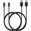 2 Pack Cables for Mpow D7/D8/D9/Flame/Flame2/H1/H10-12-16-18-5 Active Noise Cancelling - Black Micro USB Cable 1 Meter Phonillico