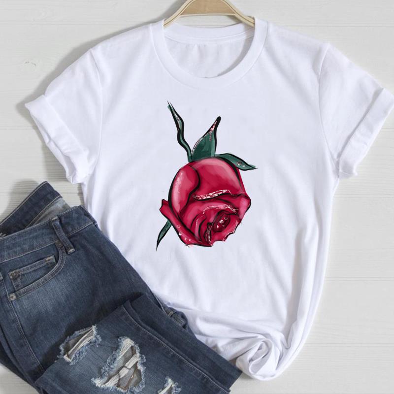 (Asian Size) Women Print Flower Sunflower Trend Cute Style Trend Tee Top Clothing Fashion Tshirt Lady Female Casual Short Sleeve Graphic T-shirt