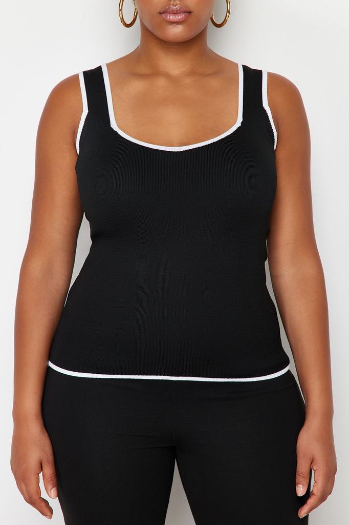 Women's Style Plus Size Navy Blue Bodycon Knitwear Blouse