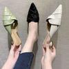 Summer New Bag Head Half Slippers Hollow Woven Fashion Outer Wear Pointed Thick Heel Low Heel Simple Girl Cool Slippers