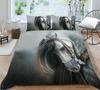 3D Horse Pattern Bedding Single Double Bed Full Size Animal Print Pillowcase and Quilt Cover Microfiber Washable Home Decoration