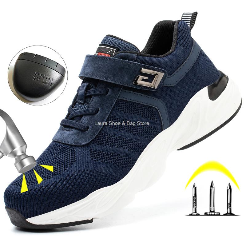 Модные новые мужские защитные туфли со стальным носком и кевларовыми противоударными дышащими рабочими кроссовками, мужская защитная обувь для активного отдыха, мужские защитные ботинки