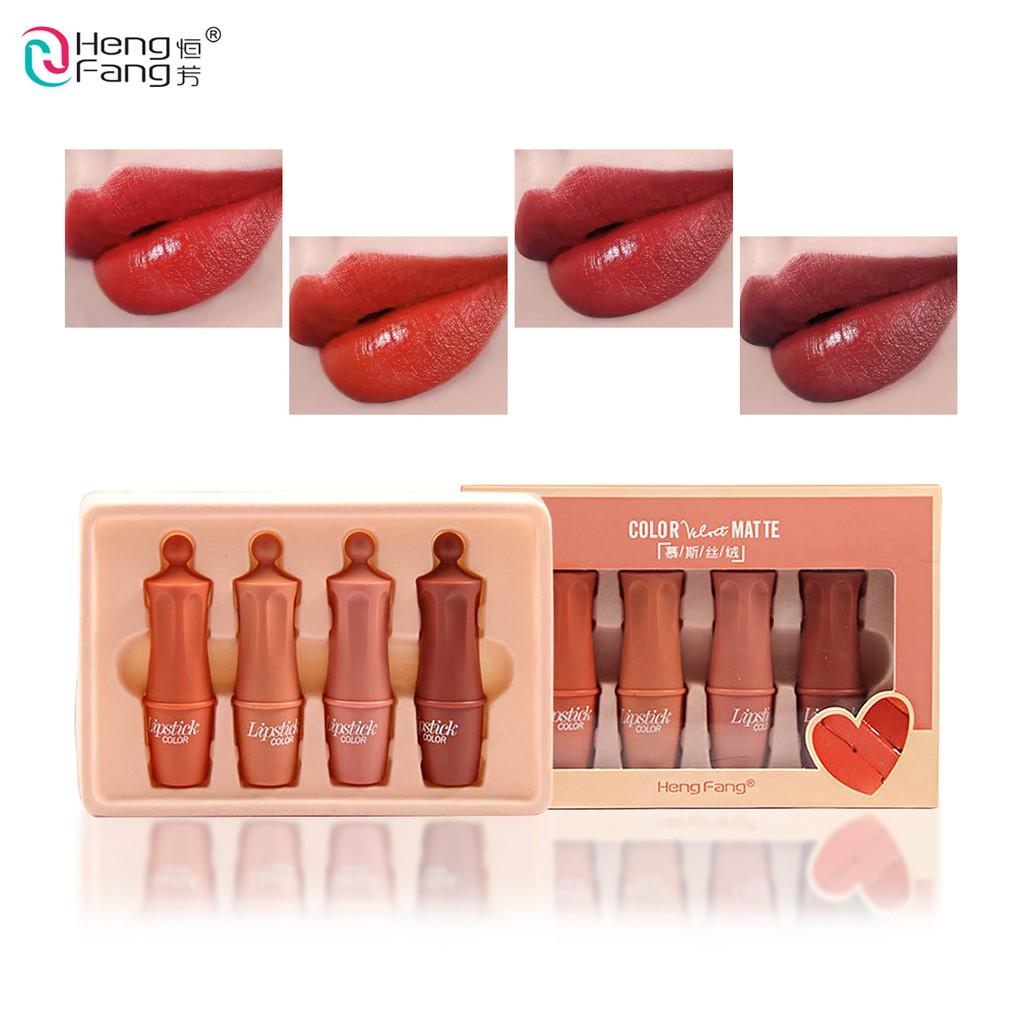 HengFang Velvet Matte Lipstick Set Not Easy To Fade Lip Makeup Cosmetic 3.5gx4