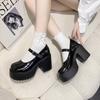Fashion Platform Pumps for Women British Style Super High Heels Buckle Strap Mary Jane Shoes Fashion Thick Heeled Lolita Ladies Shoes