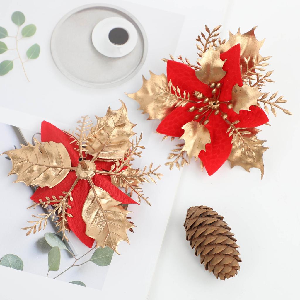 Christmas Simulation Gold Powder Flower Christmas Tree Pendant Diy Garland Gold and Silver Fake Flower Decoration Accessories