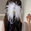 Women Artificial Feather Hair Claw Anti-slip Hair Pin Cocktail Wedding Hair Clip Tea Party Headwear