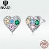 Heart Jewelry Earrings 925 Sterling Silver Color Zircon Heart Stud Women Earring Fine Jewelry