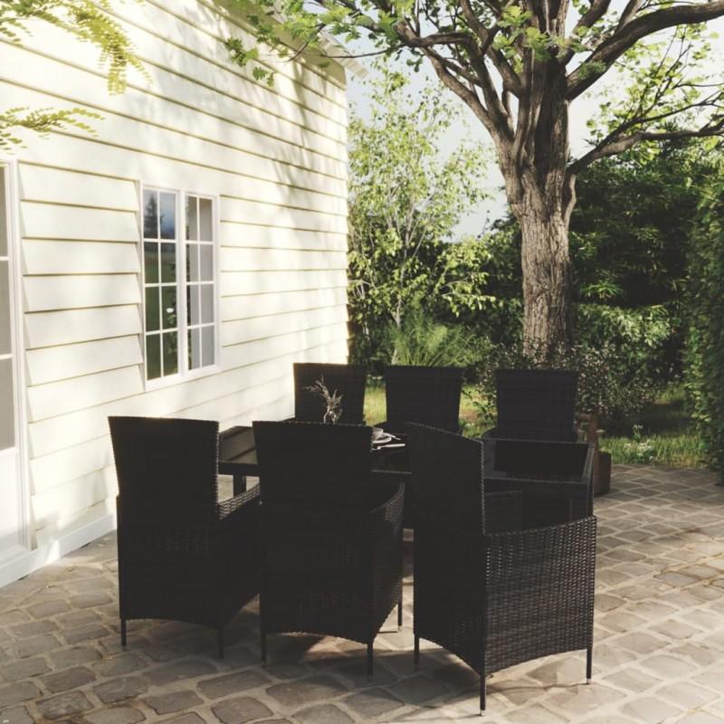 Day and Night - Day and Night Garden Dining Set 7 Pieces Black Synthetic Rattan
