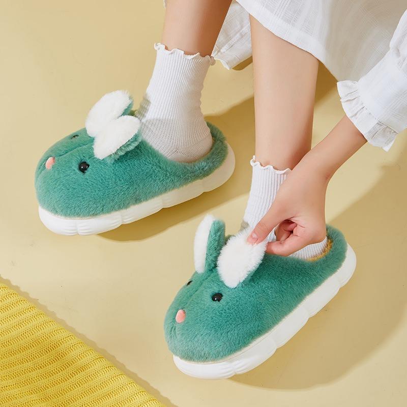 Cotton Slippers Female Cute Autumn and Winter Indoor Home Plush New Thick-soled Children's Slippers Home S