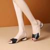 Spring and Summer Footwear Plus Size Color Matching Fishmouth Thick Heel Sandals Low Heel Women's Shoes
