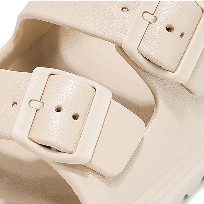 Fashion Kidmi New Summer Platform Women's Slippers Outdoor Double Buckle Embellished Sandals Non-slip Breathable Soft-soled Beach Shoes