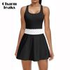 Women's Tennis Dress with Built-in Shorts Scalloped Golf Dress Racerback Athletic Skirts