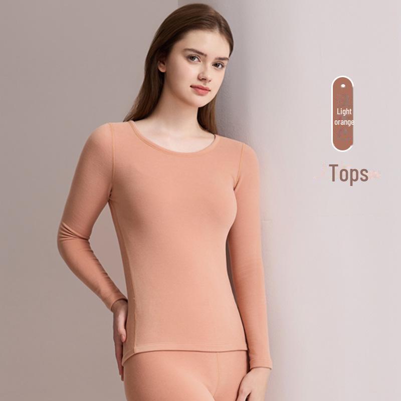 Women's Wool Thermal Underwear Set - Thickened Brushed Edge for Autumn and Winter Warmth
