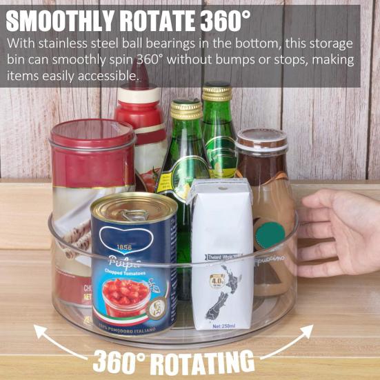 Lazy Susan Organizer Storage Holder Large Capacity Transparent Design 360-Degree Rotatable Countertop Makeup Storage Tray