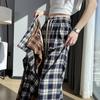 Retro Checkered Thin Wide-leg Pants Loose and Casual Small-sized Sun-proof and Mosquito-proof Straight-leg Pants