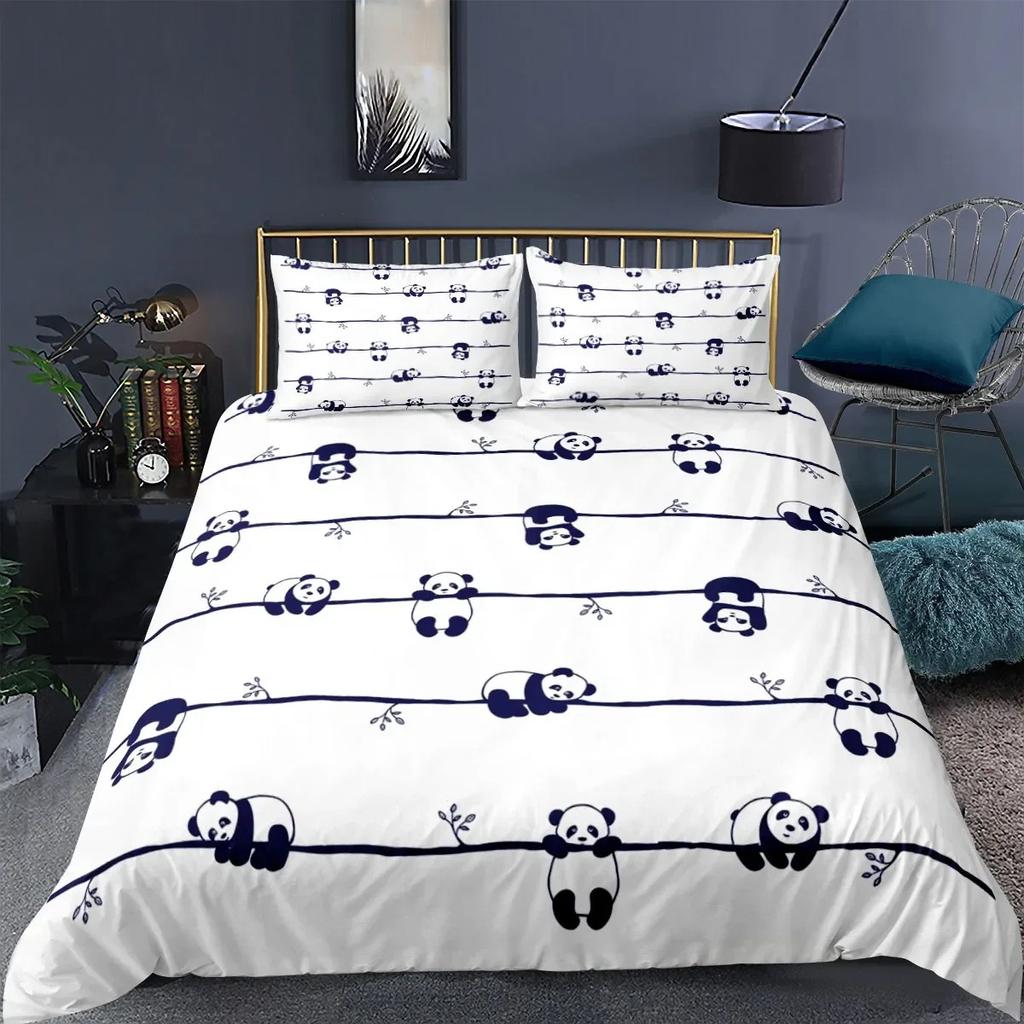 Panda Bear Bedding Sets Animal Duvet Cover Twin Full Single Size and Pillowcase Home Textile 3D Print Bedclothes for Kids Child