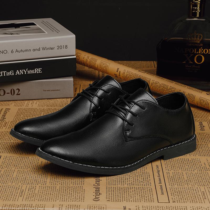 Men Leather Shoes Lace Up Wedding Business Men Casual Flats Shoe Luxury Brand Oxford Shoes Black Outdoor Men Platform Shoes