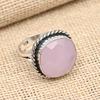 Pink Chalcedony Gemstone Handmade 925 Sterling Silver Ring Jewelry For Thanksgiving