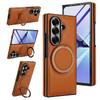 Luxury Business Sle Solid Color Leather Pattern Magnetic Stand Phone Case for Samsung Galaxy Z Fold 7 6 5 4 3 Protection Cover