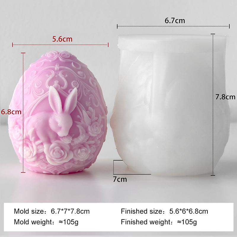 DIY Flowers Egg Easter Candle Silicone Mold Handmade Aroma Candle Easter Egg Relief Bunny Molds Gypsum Form Resin Mould