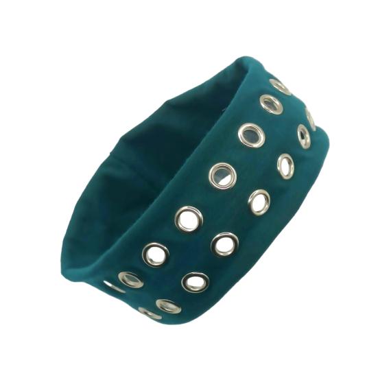 Headband Punk Style Rock Air-eye Decor Hair Band Elastic Fabric Eyelets Punk Headwrap Hair Accessory