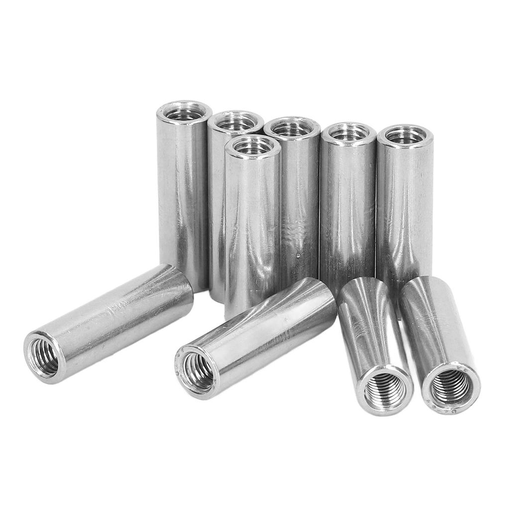 10PCS Female Thread Coupling Nut M8 X 1.25 12 L40mm Round Shape Coupling Nut Set for Connection