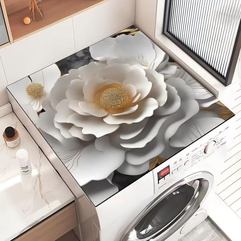 Elegant Floral Dustproof & Quick-Drying Refrigerator and Washing Machine Cover Pad