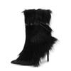 Fashion New High-heeled Pointed Niche Design Chain Hairy Boots European American Fashion Black Red Spicy Girl Sexy Women's Boots Size 43
