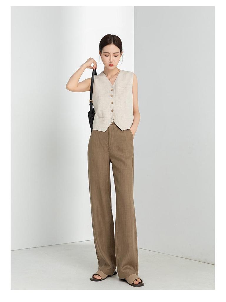 Xin Ge Retro Slimming V-Neck Tencel Linen Vest - Summer 2025 Collection