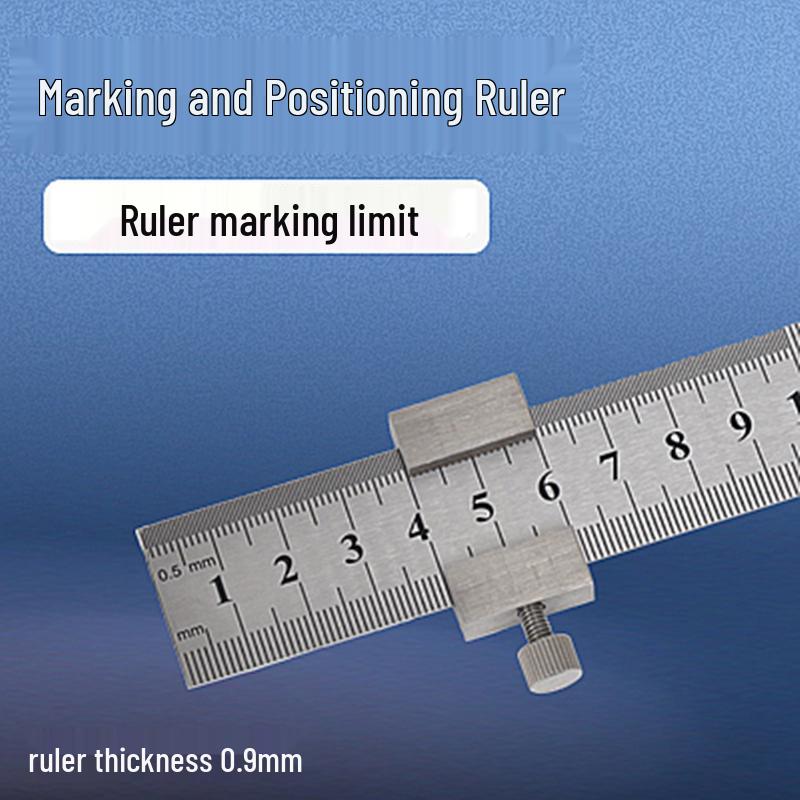 Multi-Functional Stainless Steel Precision Ruler with Positioning Block for Woodworking (Metric/Imperial)