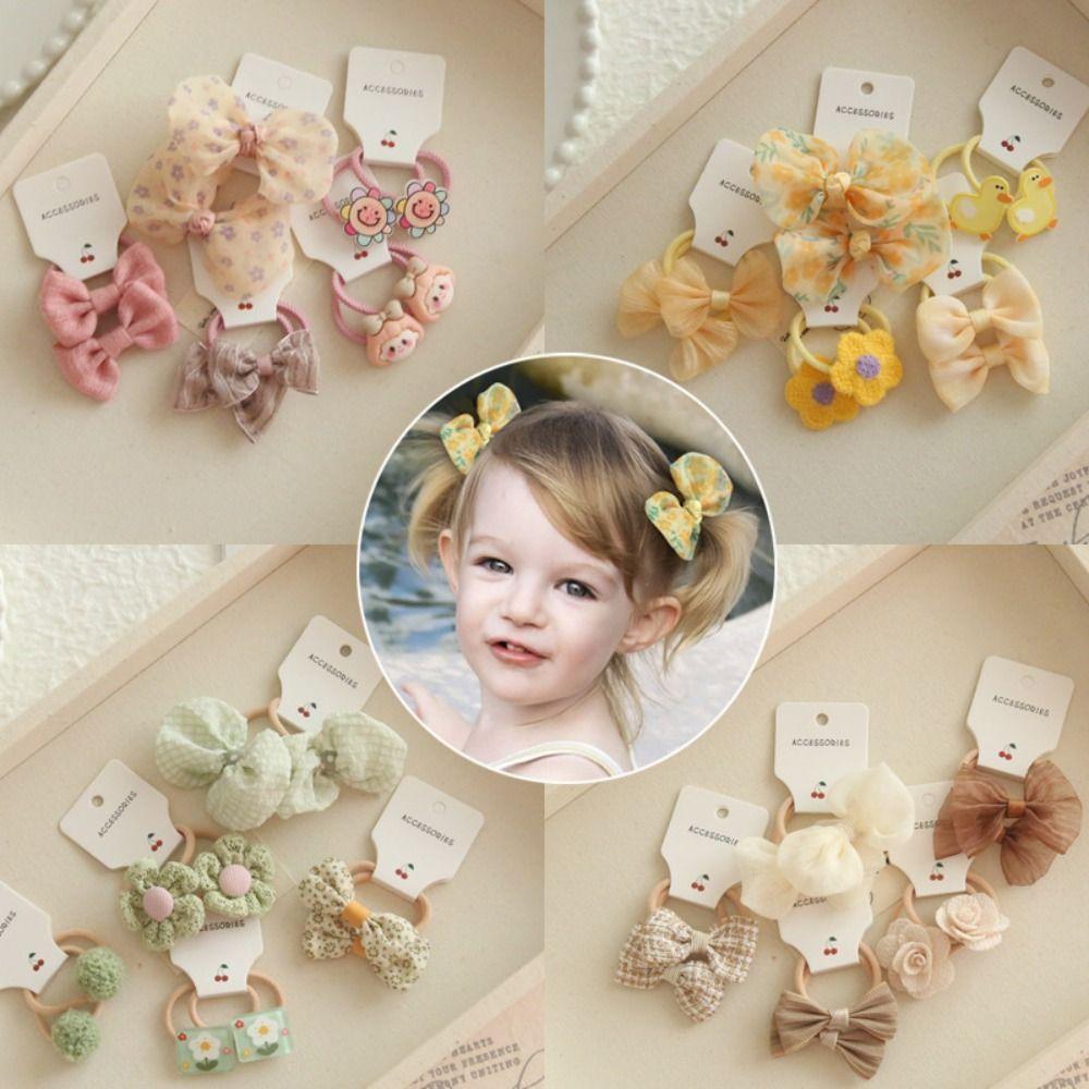 10Pcs Cute Hair Ties Bowknot Sweet Hair Rope Luxury Bows Flower Headdress