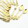Gold Dinnerware Vintage Tableware 18/10 Silverware Stainless Steel Flatware Dinner Knife Fork Spoon Wedding Xmas Western Cutlery